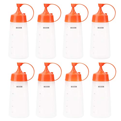 Lawei Paquete de 8 botellas de plástico para condimentos de 10 onzas – Botellas de plástico con tapas y medidas, botellas para salsa de tomate, barbacoa, salsas, jarabe, aderezos y más Lawei Paquete de 8 botellas de plástico para condimentos de 10 onzas – Botellas de plástico con tapas y medidas, botellas para salsa de tomate, barbacoa, salsas, jarabe, aderezos y más