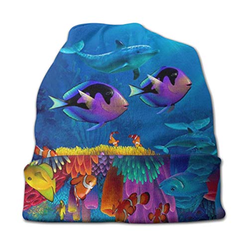 Lawenp Gorro de Punto para bebé Mundo Submarino Diseño de Peces de Colores Suave y cálido Gorro Lindo Gorros para niños Niñas de 3 a 10 años