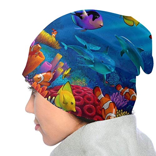 Lawenp Gorro de Punto para bebé Mundo Submarino Diseño de Peces de Colores Suave y cálido Gorro Lindo Gorros para niños Niñas de 3 a 10 años