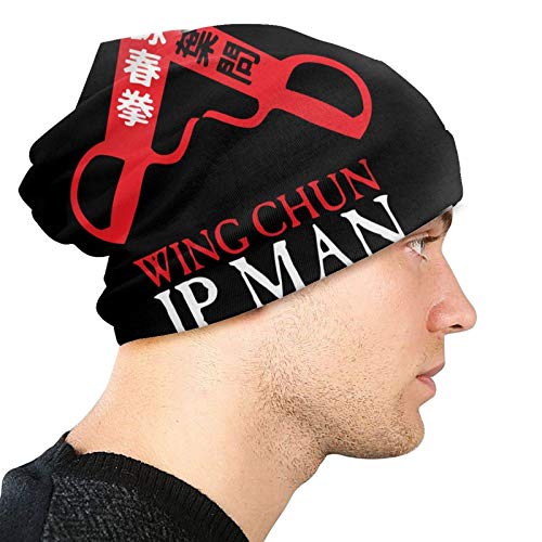 Lawenp Gorro de Punto, Wing Chun IP Man Skull Beanie Gorro de Cobertura de Invierno Informal para Hombres Mujeres Sombreros de Invierno Negro