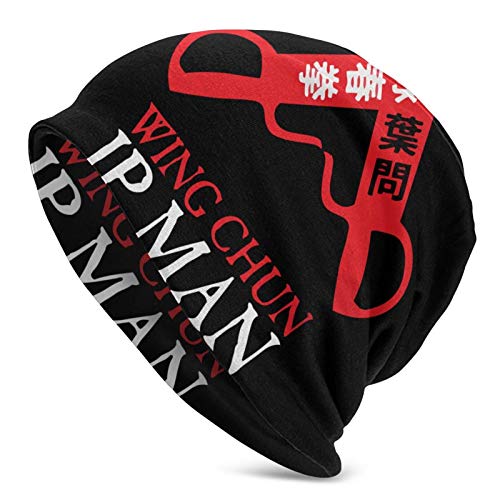 Lawenp Gorro de Punto, Wing Chun IP Man Skull Beanie Gorro de Cobertura de Invierno Informal para Hombres Mujeres Sombreros de Invierno Negro