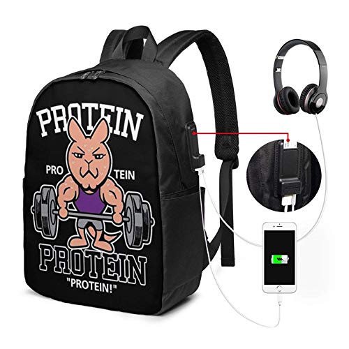 Lawenp Mochila USB Protein Gym Mochila para portátil de 17 Pulgadas Mochila Escolar para Viajes de Negocios