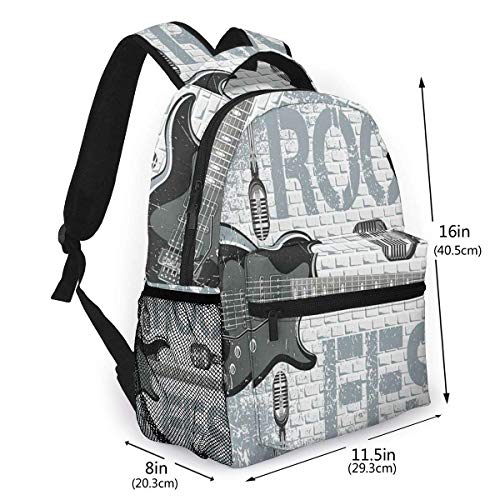 Lawenp Mochilas Escolares Fondo de Pared de ladrillo con Salpicaduras de Color Grunge Diseño de micrófonos de Guitarra electrónicos para niñas y niños Adolescentes Mochilas para Estudiantes de 16 PU Lawenp Mochilas Escolares Fondo de Pared de ladrillo con Salpicaduras de Color Grunge Diseño de micrófonos de Guitarra electrónicos para niñas y niños Adolescentes Mochilas para Estudiantes de 16 PU