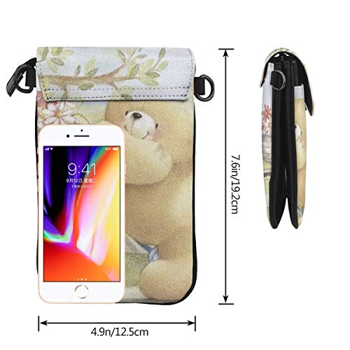 Lawenp Oso bicicleta flor pájaro bandolera teléfono monedero pequeño mini bolso de hombro bolsa de teléfono celular billetera de cuero para mujeres niñas