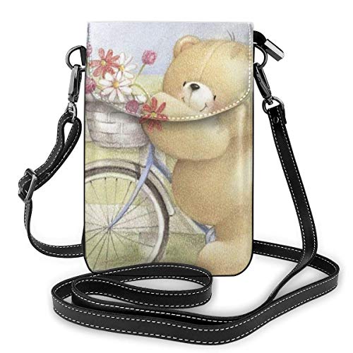 Lawenp Oso bicicleta flor pájaro bandolera teléfono monedero pequeño mini bolso de hombro bolsa de teléfono celular billetera de cuero para mujeres niñas
