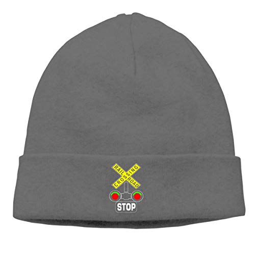 Lawenp Train Railroad Crossing Lights gorro unisex tejido cálido con forro polar con calavera