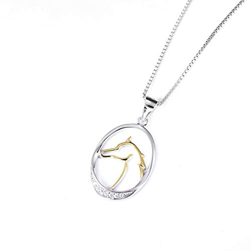 LAYX Colgante, Collar de Caballo Silueta de la Mano, Cadena de 925 Plata de Ley Hecho a Mano Natural único de joyería for Las Mujeres y Las niñas, con Caja de Regalo LAYX Colgante, Collar de Caballo Silueta de la Mano, Cadena de 925 Plata de Ley Hecho a Mano Natural único de joyería for Las Mujeres y Las niñas, con Caja de Regalo
