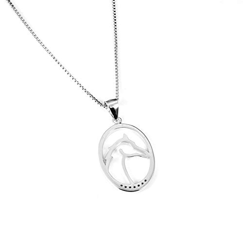 LAYX Colgante, Collar de Caballo Silueta de la Mano, Cadena de 925 Plata de Ley Hecho a Mano Natural único de joyería for Las Mujeres y Las niñas, con Caja de Regalo LAYX Colgante, Collar de Caballo Silueta de la Mano, Cadena de 925 Plata de Ley Hecho a Mano Natural único de joyería for Las Mujeres y Las niñas, con Caja de Regalo