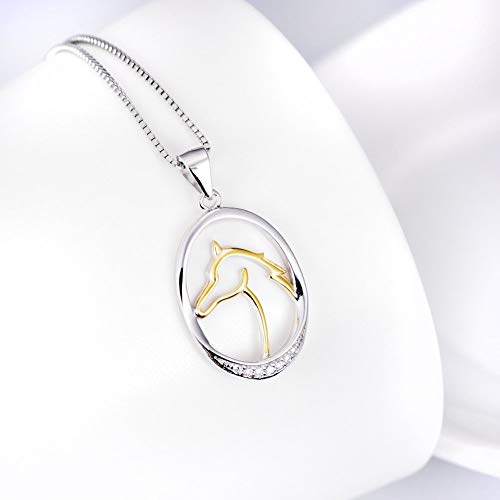 LAYX Colgante, Collar de Caballo Silueta de la Mano, Cadena de 925 Plata de Ley Hecho a Mano Natural único de joyería for Las Mujeres y Las niñas, con Caja de Regalo LAYX Colgante, Collar de Caballo Silueta de la Mano, Cadena de 925 Plata de Ley Hecho a Mano Natural único de joyería for Las Mujeres y Las niñas, con Caja de Regalo