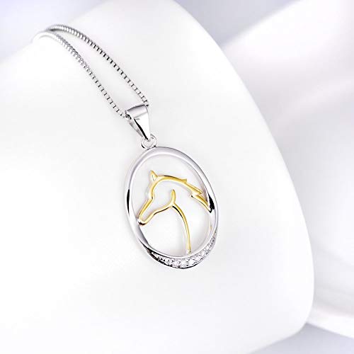 LAYX Colgante, Collar de Caballo Silueta de la Mano, Cadena de 925 Plata de Ley Hecho a Mano Natural único de joyería for Las Mujeres y Las niñas, con Caja de Regalo