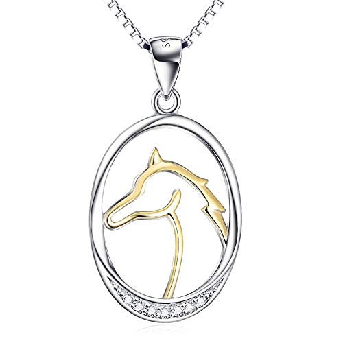 LAYX Colgante, Collar de Caballo Silueta de la Mano, Cadena de 925 Plata de Ley Hecho a Mano Natural único de joyería for Las Mujeres y Las niñas, con Caja de Regalo LAYX Colgante, Collar de Caballo Silueta de la Mano, Cadena de 925 Plata de Ley Hecho a Mano Natural único de joyería for Las Mujeres y Las niñas, con Caja de Regalo