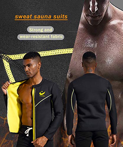 LAZAWG Traje de sauna para hombre de neopreno para pérdida de peso, camisa de entrenamiento de manga larga con cremallera