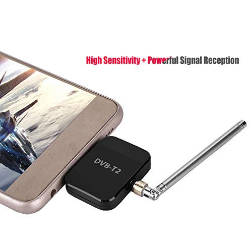 Lazmin Receptor de TV Digital DVB-T2, Stick de TV HD inalámbrico Micro USB para teléfono/Tableta PC/portátil con Android Mira hasta 30 programas de TV