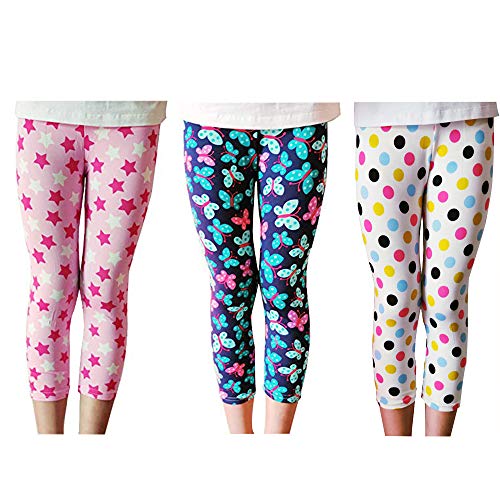 Lazzon Niñas Pantalones Leggings Cortos 3/4 Largos Deportiva Mallas para Chicas 2-13 Años