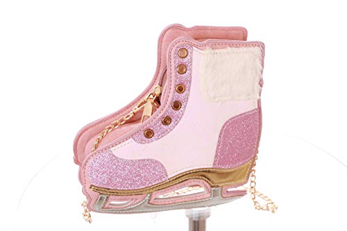 LB-202 - Bolsa para patines de hielo (aspecto de patinaje sobre hielo, estilo vintage, color rosa brillante)