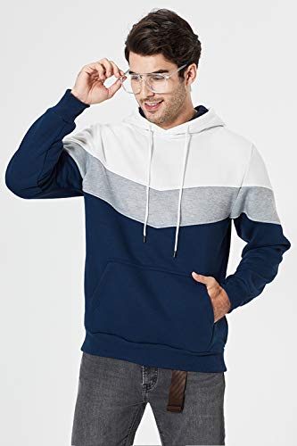 LBL - Sudadera con capucha para hombre, color brillante, manga larga, bolsillo canguro, para invierno y otoño blanco XL