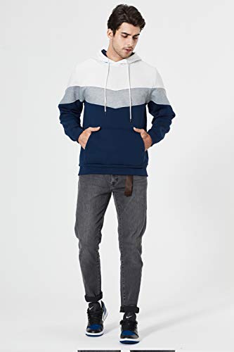 LBL - Sudadera con capucha para hombre, color brillante, manga larga, bolsillo canguro, para invierno y otoño blanco XL