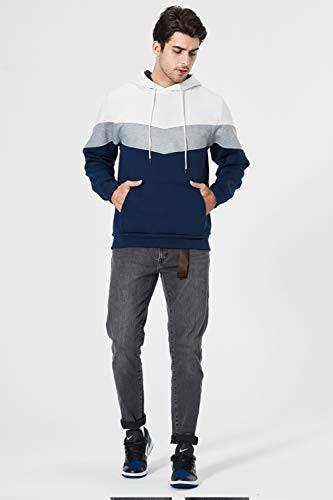 LBL - Sudadera con capucha para hombre, color brillante, manga larga, bolsillo canguro, para invierno y otoño blanco XL LBL - Sudadera con capucha para hombre, color brillante, manga larga, bolsillo canguro, para invierno y otoño blanco XL