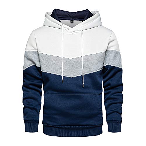 LBL - Sudadera con capucha para hombre, color brillante, manga larga, bolsillo canguro, para invierno y otoño blanco XL LBL - Sudadera con capucha para hombre, color brillante, manga larga, bolsillo canguro, para invierno y otoño blanco XL