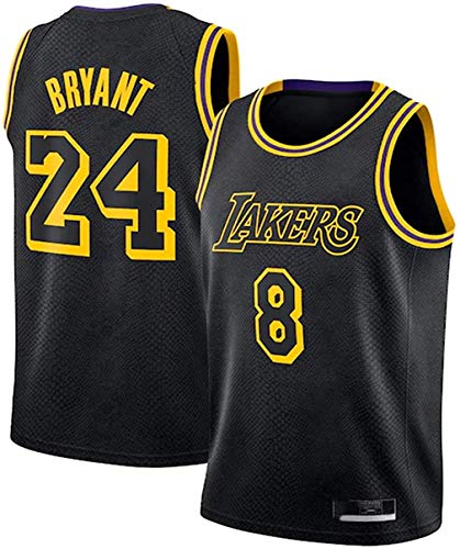 lcc Kobe Bryant Jersey 24 Uniformes de Baloncesto #24 Swingman Jersey Retro Basketball Jerseys de Verano Fan Shirt Chaleco sin Mangas Ropa Deportiva Transpirable (Negro, XL)