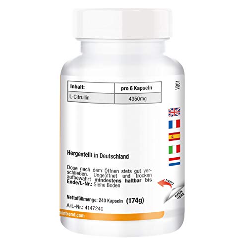 L–Citrulina 725mg – 240 cápsulas – vegano – Dosis elevada L–Citrulina 725mg – 240 cápsulas – vegano – Dosis elevada