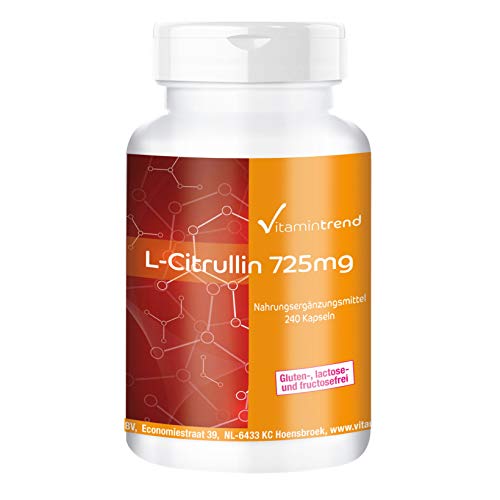 L–Citrulina 725mg – 240 cápsulas – vegano – Dosis elevada