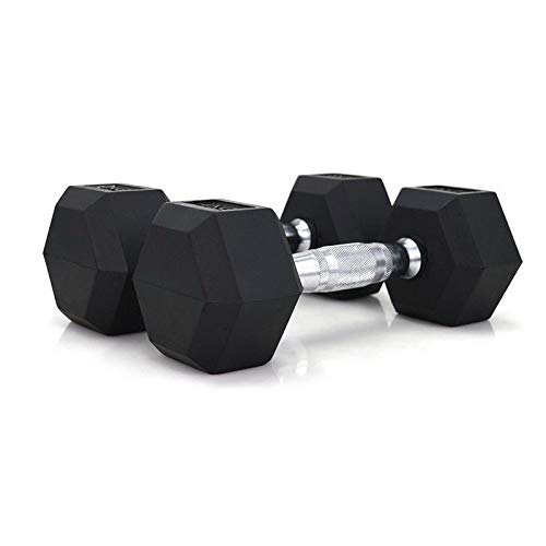 LCNING Mancuerna Set 10 kg Seis Corner Mancuernas fijas Hombres con Cubierta de Goma, Pesas de Gimnasio, Pesas Culturismo