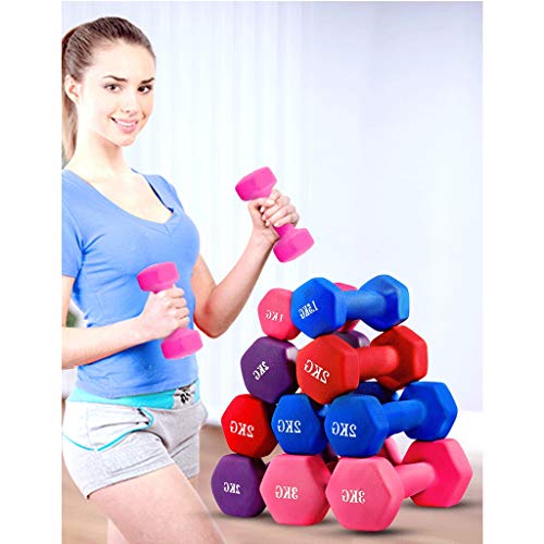 LCY Pesos Hexagonal con Mancuernas de Fitness-1 kg 5 kg Inicio Ejercicio de la Gimnasia Equipo de la Aptitud Delgada Armas Inicio Pesas for Mujeres y Hombres (Color : Blue, tamaño : 1kgx2)