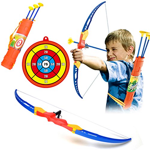 LDB SHOP Arco y Flechas para niños con 1 Arco,3 Flechas,1 Objetivo,1 Dedil y 1 Carcaj 6 años y más