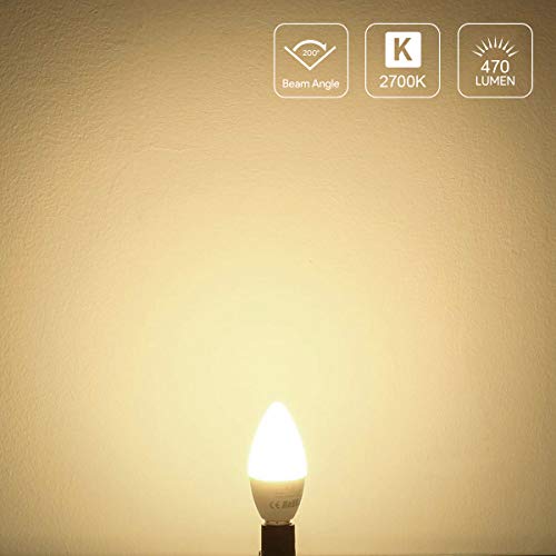 LE Bombilla Vela LED E14, Bombilla E14 5.5W reemplaza a la bombilla de 40W, 470 lúmenes, blanco cálido 2700K, ángulo de haz de 200 °, Ideal para candelabros, paquete de 6 LE Bombilla Vela LED E14, Bombilla E14 5.5W reemplaza a la bombilla de 40W, 470 lúmenes, blanco cálido 2700K, ángulo de haz de 200 °, Ideal para candelabros, paquete de 6