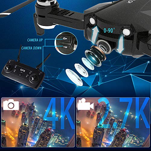 le-idea Drone con Camara HD,4K Drones con Camara Profesional Estabilizador GPS, 5G WiFi FPV Drone Tiempo Real, Largo Tiempo de Vuelo Drone 16 Minutos Drone Plegable RC【Actualizar IDEA21】