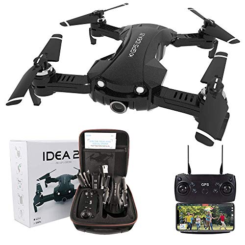 le-idea Drone con Camara HD,4K Drones con Camara Profesional Estabilizador GPS, 5G WiFi FPV Drone Tiempo Real, Largo Tiempo de Vuelo Drone 16 Minutos Drone Plegable RC【Actualizar IDEA21】