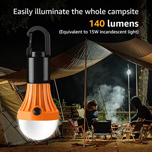 LE Linterna de Camping, Luz de Camping con batería, Farol LED portátil para Tienda, Resistente al Agua, 3 Modos de iluminación para Acampar, Senderismo, Cortes de Energía, Batería Incluida, 4 pcs