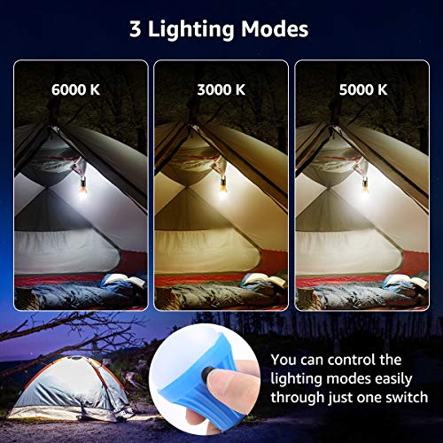 LE Linterna de Camping, Luz de Camping con batería, Farol LED portátil para Tienda, Resistente al Agua, 3 Modos de iluminación para Acampar, Senderismo, Cortes de Energía, Batería Incluida, 4 pcs