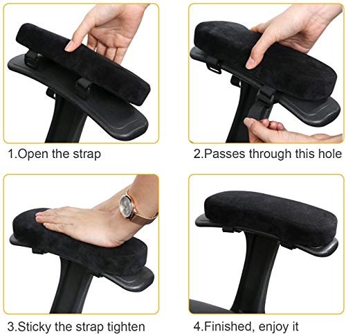 LEADSTAR Almohadilla para reposabrazos de Silla de Oficina, Memoria Ergonómica Antideslizante Almohada de Espuma viscoelástica, Alivio de presión de Codos y antebrazos (Juego de 2)