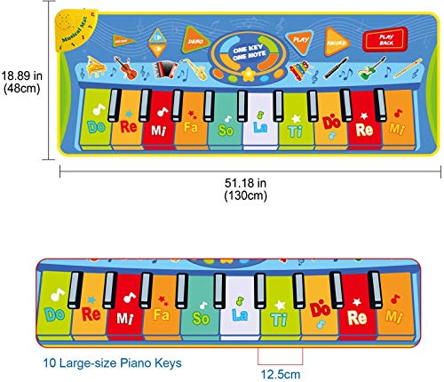 LEADSTAR Juguetes Niños 2 3 4 5Años, Alfombra para Piano, Alfombra de Teclado Táctil Musical Touch Juego Musical, Alfombra para Teclado, Alfombra Electrónica Portátil para el Baile, 130*48cm