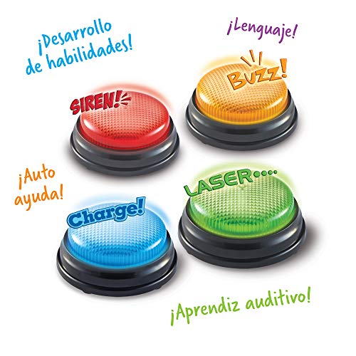 Learning Resources- Botones de Respuesta con luz y Sonido, Set de 4, Color (LER3776)