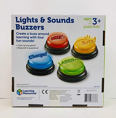 Learning Resources- Botones de Respuesta con luz y Sonido, Set de 4, Color (LER3776) Learning Resources- Botones de Respuesta con luz y Sonido, Set de 4, Color (LER3776)