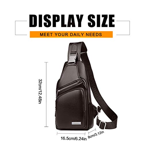 Leathario Bolso Hombro Bandolera Piel Sintética Vintage Grande Mochila de Pecho Cruzado Cuero PU para Hombres Casual Escolar Viaje (Marrón 268) Leathario Bolso Hombro Bandolera Piel Sintética Vintage Grande Mochila de Pecho Cruzado Cuero PU para Hombres Casual Escolar Viaje (Marrón 268)