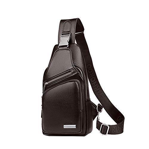 Leathario Bolso Hombro Bandolera Piel Sintética Vintage Grande Mochila de Pecho Cruzado Cuero PU para Hombres Casual Escolar Viaje (Marrón 268)