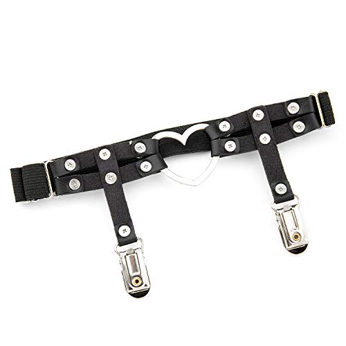 Leather Garter de arnés para el Muslo,Comius Sharp 2 Piezas Goma gótica, Tirantes con tachas, Correas Ajustables con Clip de Metal, Liga, Goma gótica, Decora medias de mujer, [Negro]