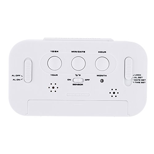 LED Digital Alarma despertador,Anself Reloj Repeticion activada por luz Snooze Sensor de luz Tiempo Fecha Temperatura (Blanco puro)