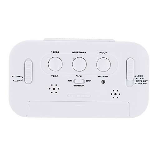 LED Digital Alarma despertador,Anself Reloj Repeticion activada por luz Snooze Sensor de luz Tiempo Fecha Temperatura (Blanco puro) LED Digital Alarma despertador,Anself Reloj Repeticion activada por luz Snooze Sensor de luz Tiempo Fecha Temperatura (Blanco puro)