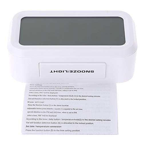 LED Digital Alarma despertador,Anself Reloj Repeticion activada por luz Snooze Sensor de luz Tiempo Fecha Temperatura (Blanco puro)