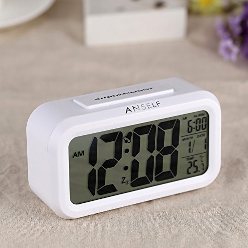 LED Digital Alarma despertador,Anself Reloj Repeticion activada por luz Snooze Sensor de luz Tiempo Fecha Temperatura (Blanco puro) LED Digital Alarma despertador,Anself Reloj Repeticion activada por luz Snooze Sensor de luz Tiempo Fecha Temperatura (Blanco puro)