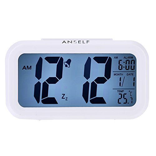 LED Digital Alarma despertador,Anself Reloj Repeticion activada por luz Snooze Sensor de luz Tiempo Fecha Temperatura (Blanco puro) LED Digital Alarma despertador,Anself Reloj Repeticion activada por luz Snooze Sensor de luz Tiempo Fecha Temperatura (Blanco puro)