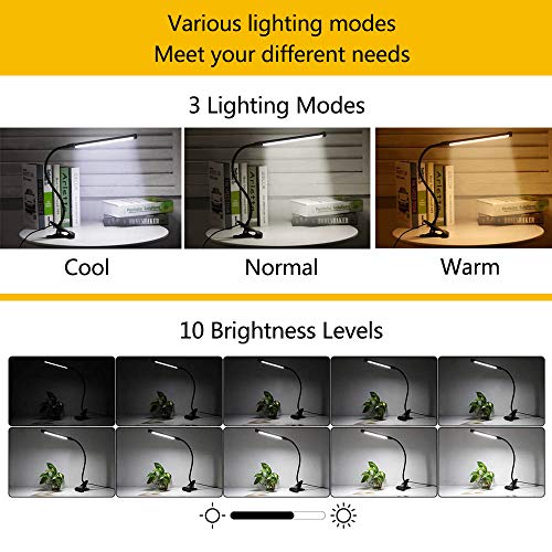 LED Lámpara De Mesa Escritorio, Luz De Lectura Con Abrazadera USB Portátil Flexible Regulable Con 3 Modos De Iluminación y 10 Niveles De Brillo Para Oficina Dormitorio Lectura Estudiar 7w (Negro) LED Lámpara De Mesa Escritorio, Luz De Lectura Con Abrazadera USB Portátil Flexible Regulable Con 3 Modos De Iluminación y 10 Niveles De Brillo Para Oficina Dormitorio Lectura Estudiar 7w (Negro)