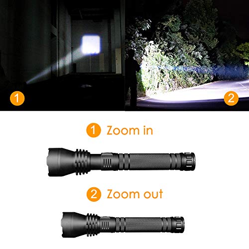 LED Linterna Recargable, Linterna LED De 3000 Lúmenes, 5 Modos, Con Zoom, Resistente Al Agua, Con Batería Recargable 18650, Linterna De Mano Para Acampar, Caminar, Andar En Bicicleta LED Linterna Recargable, Linterna LED De 3000 Lúmenes, 5 Modos, Con Zoom, Resistente Al Agua, Con Batería Recargable 18650, Linterna De Mano Para Acampar, Caminar, Andar En Bicicleta