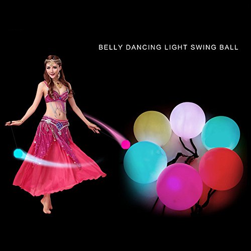 LED Poi,NHsunray Glow Thrown Bolas Multicolor Pelota para Profesional Danza del Vientre Plano Mano Destello Props (blanco)