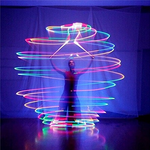 LED Poi,NHsunray Glow Thrown Bolas Multicolor Pelota para Profesional Danza del Vientre Plano Mano Destello Props (blanco)